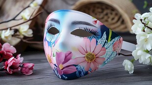 手绘花卉艺术面具