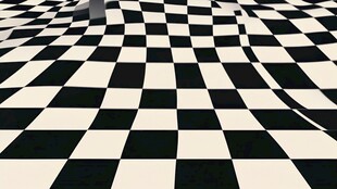 扭曲的黑白方格地面