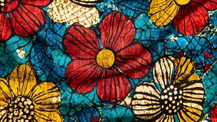 多彩花卉图案布料纹理