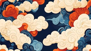 中式云纹图案背景设计