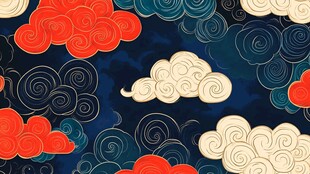 中式云纹图案背景设计