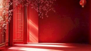 中式红墙雅致空间场景