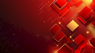 红色几何方块商务背景图