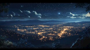 夜幕下的璀璨城市景观