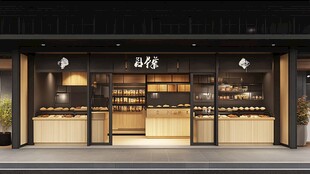 现代简约风面包店外观