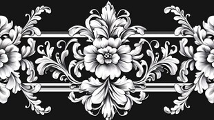 黑白花卉欧式装饰花纹