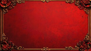 红色奢华金边玫瑰背景图