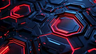 科技感六边形红蓝光影图案