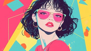 时尚酷女孩插画形象