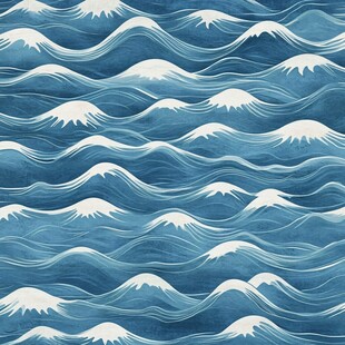 蓝白海浪无缝图案纹理