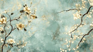 水墨风玉兰花枝背景图