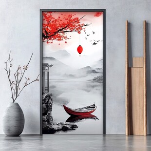 中式水墨风门贴装饰画