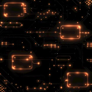 科技感橙色发光电路背景图