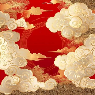 金云绕红日中式喜庆背景