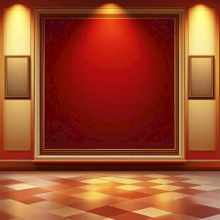 豪华展厅红色背景展示空间