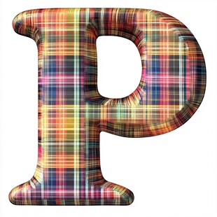 彩色格子图案字母P
