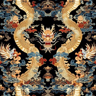 中式双龙戏珠传统纹样