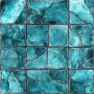 蓝绿色裂纹瓷砖纹理图案