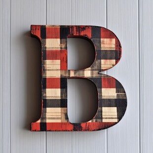 格子图案木质字母B