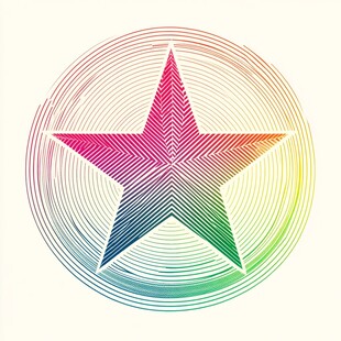 彩色线条勾勒的五角星图案