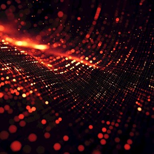 红色炫彩粒子科技动感背景