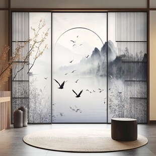 中式山水屏风装饰空间