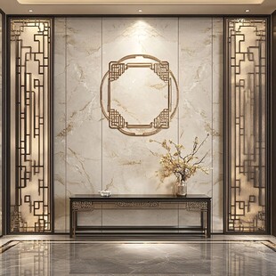 中式大理石玄关背景墙设计