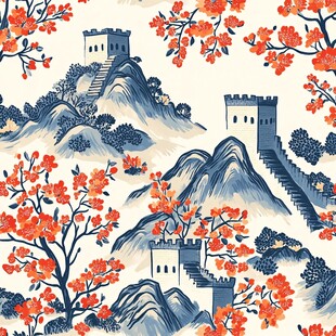 长城山峦间绽放的繁花