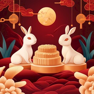 双兔伴月庆中秋