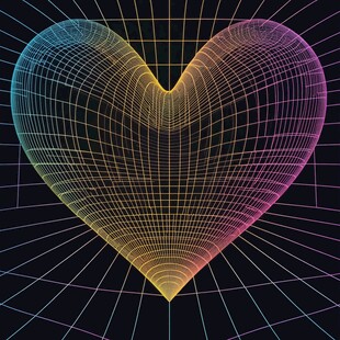 梦幻渐变线条爱心图案