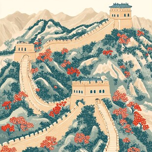 壮美长城绘于青山繁花间