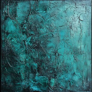 青绿色抽象纹理艺术画作