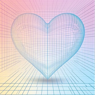 梦幻网格心形3D效果图