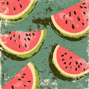 复古风西瓜切片图案设计