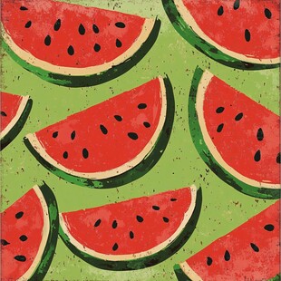 复古风西瓜切片图案背景