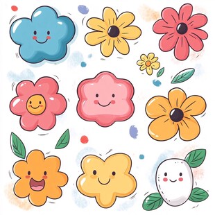 可爱卡通花朵图案集合