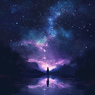 星空下的孤独身影