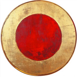 金色边框红色圆装饰画