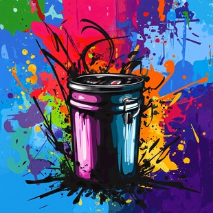 彩色涂鸦风油漆桶插画
