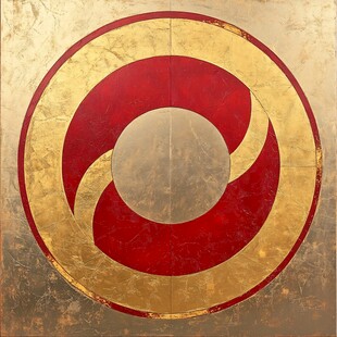 复古红金双色圆形图案