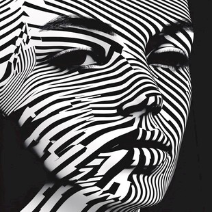 黑白条纹人脸艺术图案