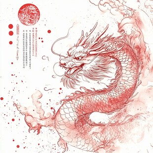 水墨红龙 灵动飘逸的东方神兽