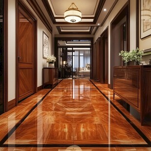 豪华木质走廊室内优雅设计