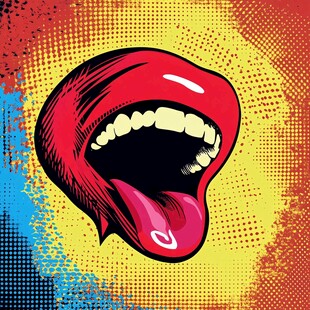 夸张红唇大张漫画形象