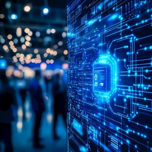 科技展会中的芯片与人群