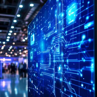 科技感十足的数字展示墙
