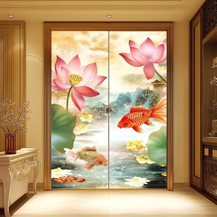 荷韵锦鲤玄关艺术背景图