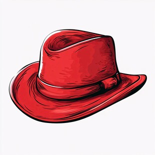 红色时尚绅士帽插画