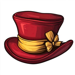 红色礼帽配金色蝴蝶结