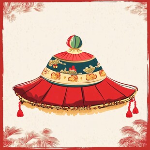 中式古典官帽插画设计